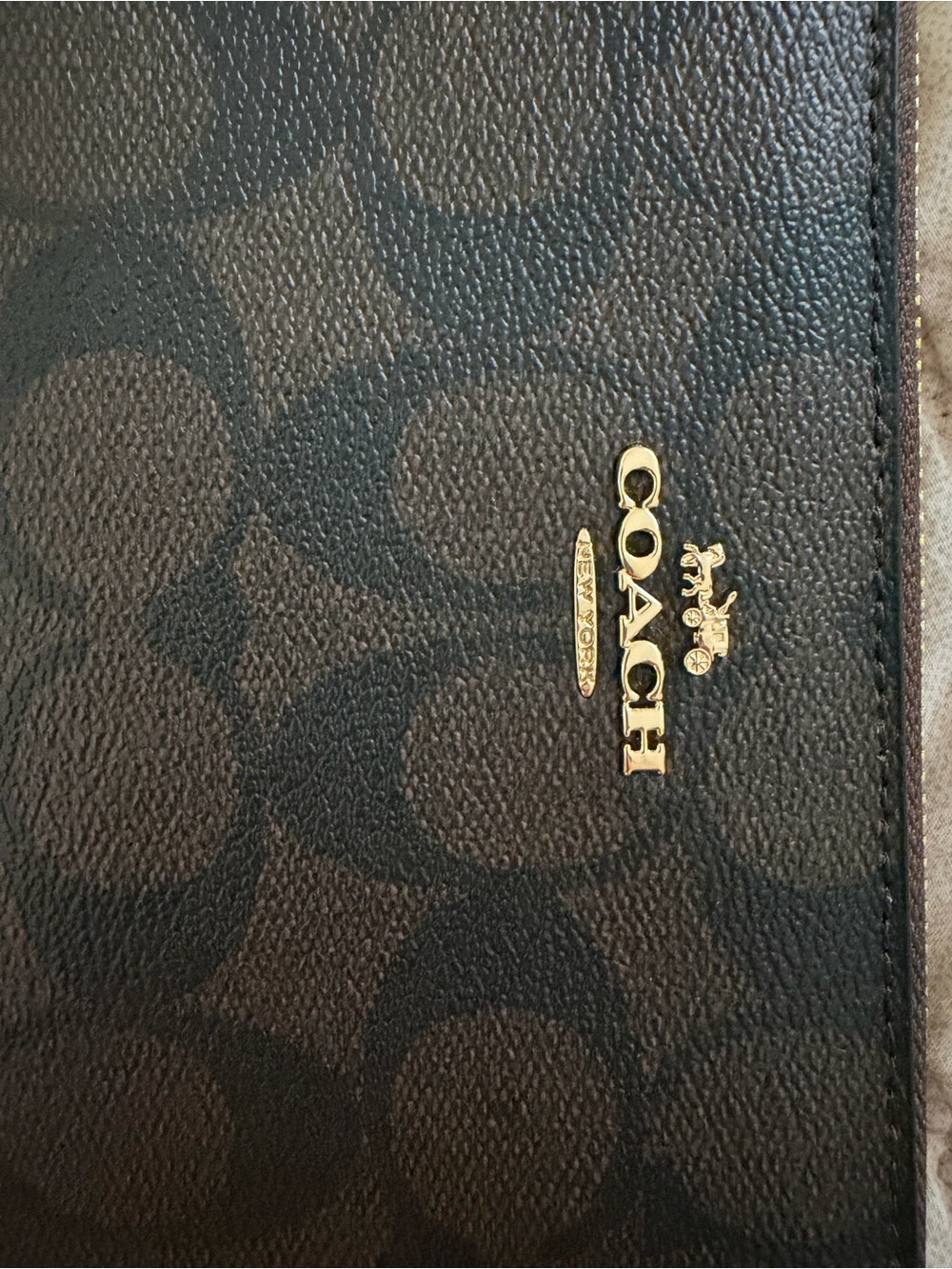 Coach Signature Zip Around Wallet in Brown/Black - Picture 2 of 3